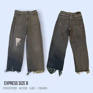 Black Cropped Wide Leg Jeans